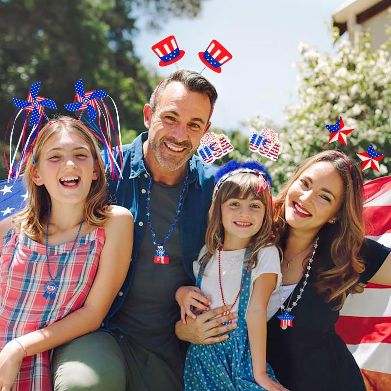 Moon Boat 12PCS Patriotic Head Boppers Headband - Star Uncle Sam Hat Balloons- Fourth 4th of July Party Accessories Favors Decorations - Image 2